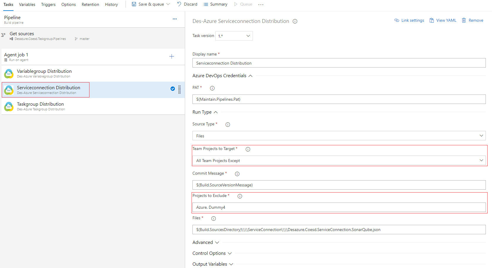 Projects to exclude