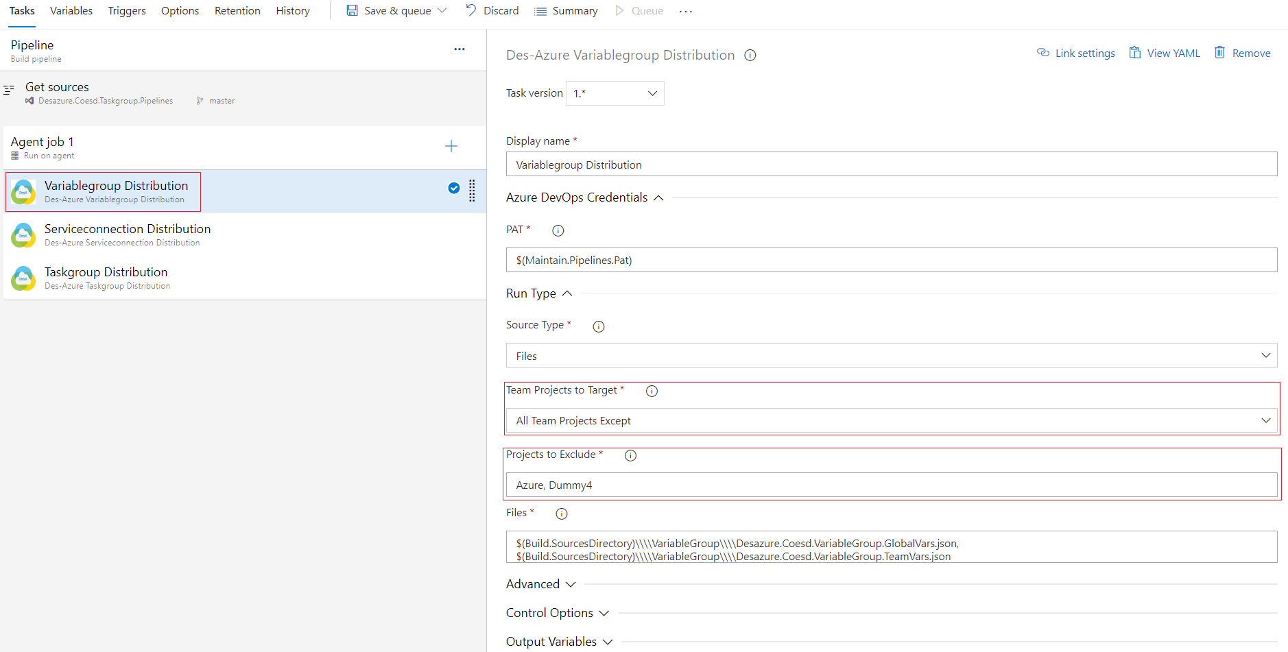 Projects to exclude